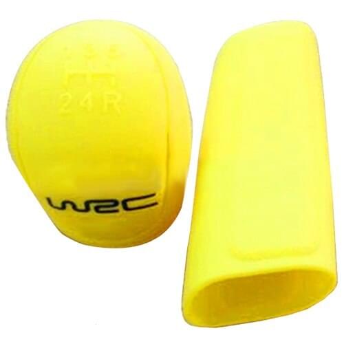 Car Styling Universal Handbrake Grips Durable Car Interior Decoration Gear Shift Collars Silicone Gear Head Shift Knob Cover Yel