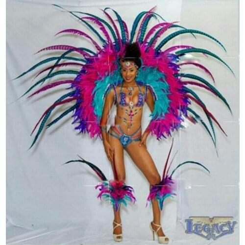 FREE Shipping Business Performance Costume Bar feather Costume Summer Bikini Party samba dance wear