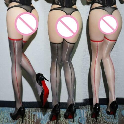 Best-selling Womens Vertical Line Sexy Stockings Ladies Beautiful Legs Without Feeling Ultra-thin Knee High-tube Shiny Stocking