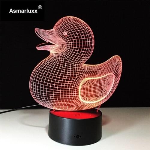 Color Changing Duck Light Acrylic Plastic LED Fun Kids Sleeping Night Lamp Toy New Baby Duck LED Light Lamp For Kids Toy Gift