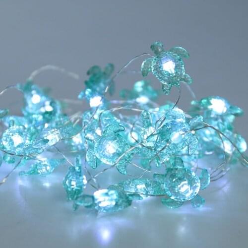 Sea Turtle Decorative String Lights, 18.7 Ft 40 LED USB Plug-in Silver Copper Wire Beach Theme Fairy Lights for Indoor