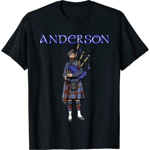 Scotland T-Shirt Anderson Clan Scottish Piper Tartan Kilt Street Tees For Men Popular Cotton Tshirts Party
