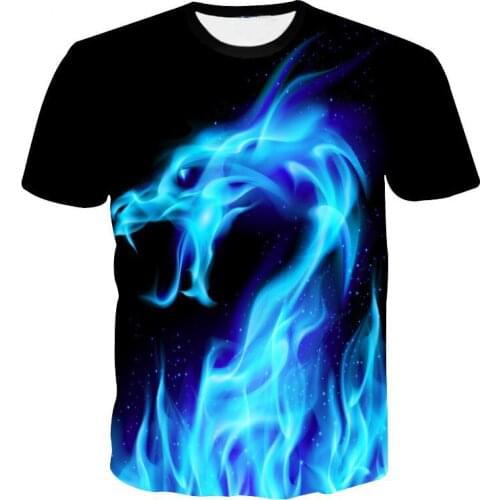 Blue Fire Dragon Printing 3D T Shirt Men T-shirt Summer Hip Hop Brand Mens tshirt Clothing wolf Funny Fashion Shirts Tops Tee