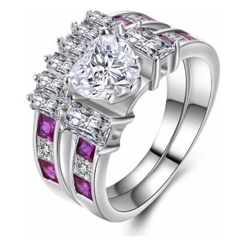 Hainon Newest Design AAA Silver Color rings for women Love Heart Crystal Rings For Women Jewelry Aneis Feminino Ring