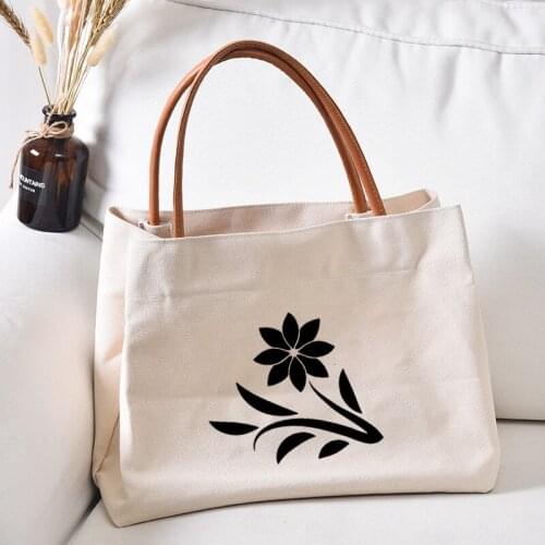 Flower Printed Canvas Tote Bag Handbag Work Bag Book Bag Women Lady Beach Bag Shopping Bag Shopper Dropshipping