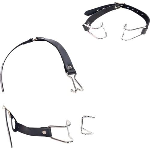 Open Mouth Bite Gag with Metal Claw Hook Oral Fixation Sex Head Bondage Harness Force BDSM Erotic Oral Sex Toys Assesories