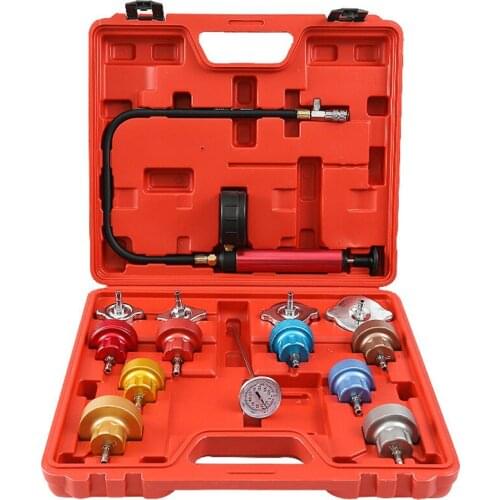 14PCS Automotive Radiator Pressure Tester Kit Auto Cooling System Coolant Vacuum Purge Car Leak Detector tool
