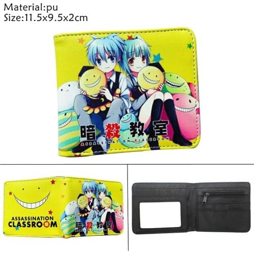 Anime Assassination Classroom Pu Wallet Zipper Student Photo Card Holder Layers Leather Coin Teenager Cartoon Short Purse Gift