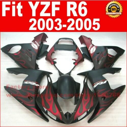 Matte red flames Body kit for YAMAHA R6 fairings 2003 2004 2005 YZF r6 fairing kit 03 04 05 kits A9M8