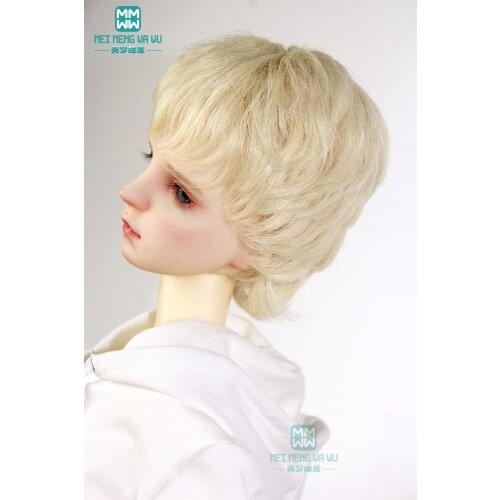 Fashion bjd doll hair for 1/3 1/4 1/6 BJD/SD doll wigs Accessories Light gold micro-roll short hair