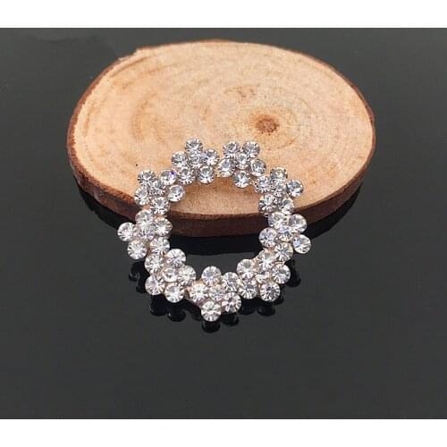 New 30PCs 27*27MM Clear Crystal Rhinestone Paved Floral Round Alloy Button Patch Sticker Girls Hair Jewelry Garment Shoe DIY