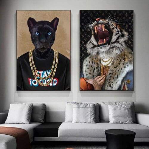 Wall Paintings Home Decor Black Leopard Canvas Printing Animal Posters On Loft Frameless Pictures for Living Room