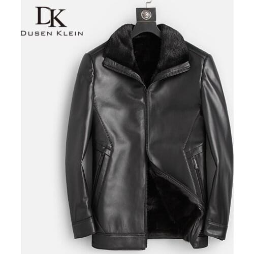 DK Promote New Winter Real Sheepskin Mink Fur Coats Men Warm Casual Black Leather Genuine Clothing Natural Fur Outwear