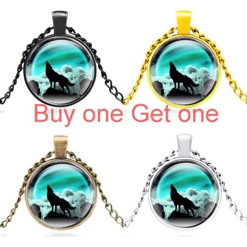 New Arrival Dream Wolf Design Glass Dome Pendant Necklace Men Women Jewelry Accessories Gifts
