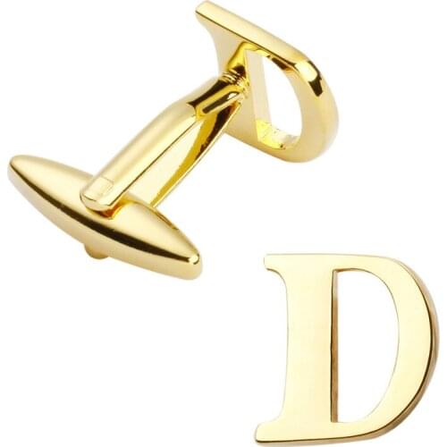 New Alphabet Letter D Cufflinks Fashion Jewelry Trendy Gold fashion Name Men Button Cuff Links 3 pair pack sale
