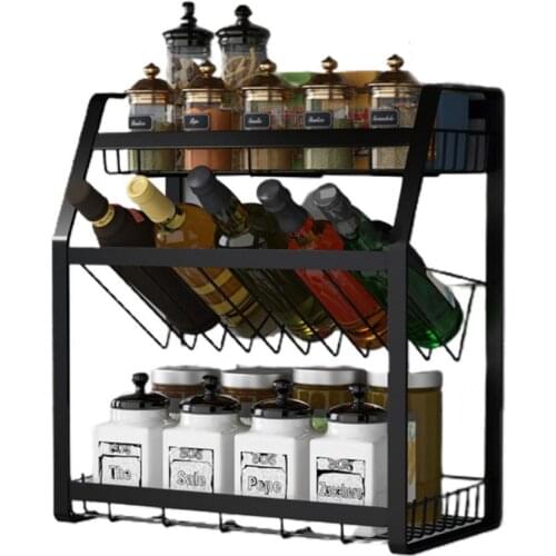 Easy to Install Minimalistic Wall-mounted Seasoning Bottle Organizer Rack Stainless Steel Spice Rack Stable for Kitchen