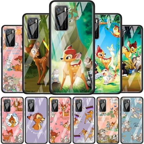 Disney Fawn Bambi for Huawei P40 P30 Pro Plus P20 P10 Lite P Smart Z 2021 2020 2019 Luxury Tempered Glass Phone Case