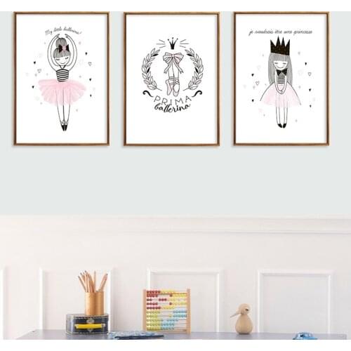 Pink Ballerina Girl Canvas Painting Nordic Wall Art Poster Picture Home Decor Children Bedroom Living Room Home Decor Poster