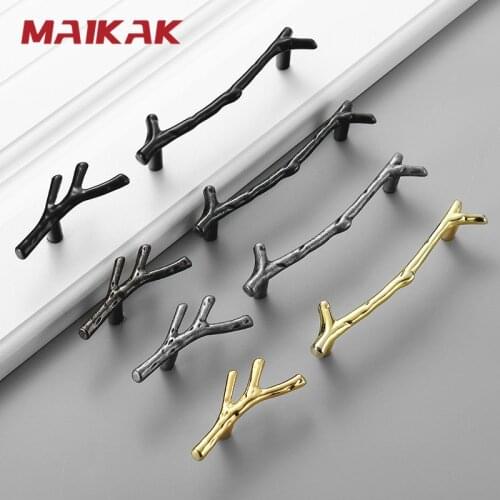 Fashion Tree Branch Furniture Handle 96mm 128mm Black Silver Bronze Kitchen Cabinet Handles Drawer Knobs Door Pulls Hardware