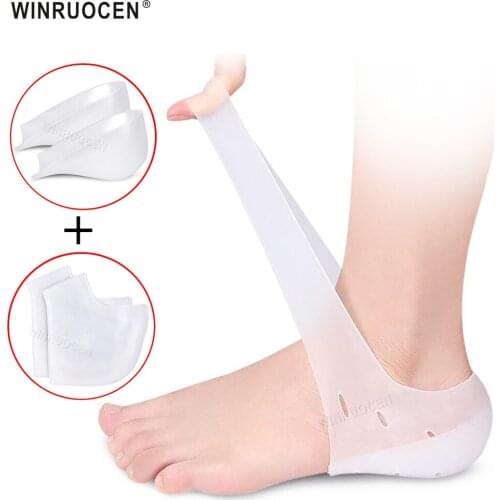 Invisible Height Silicone Insoles Increase Socks Heel Pads Silicone Unisex Insoles Foot Massage Elastic Breathable Firm Insoles