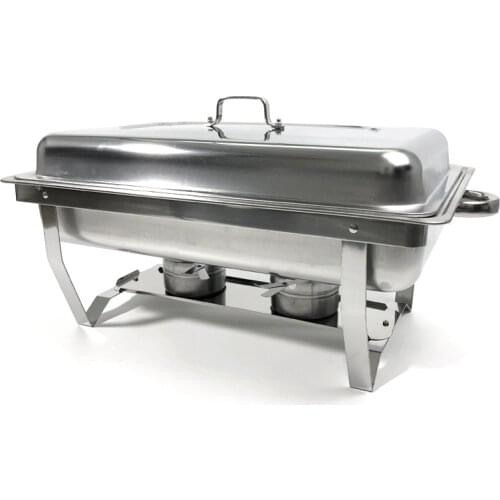 9L Foldable Stainless Steel Square Buffet Stove Dish Set Container Food Warmer Rectangular Chafing Dish Full Buffet Catering