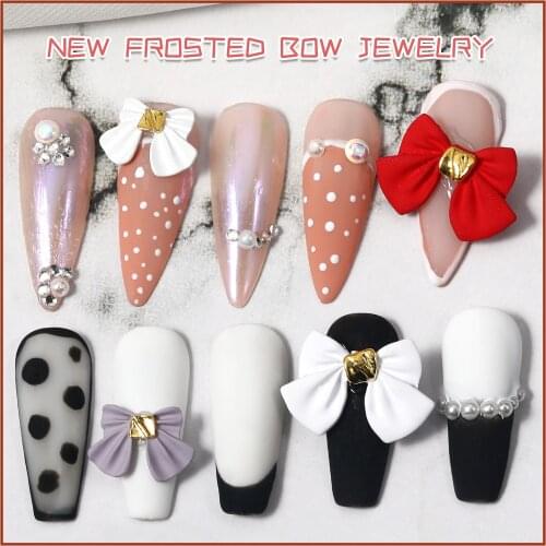 10 Pieces of Japanese Alloy Bow Nail Decorations 3D Red and White Bow Decorations DIY Nail Accessorie Professional Nail Supplies