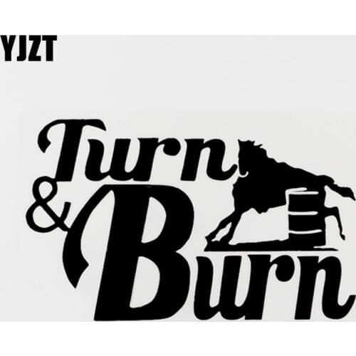 YJZT 15.5CM×9.4CM Creative Animal Horse Turn&Burn Vinyl Car Sticker Decal Black/Silver 8C-0545