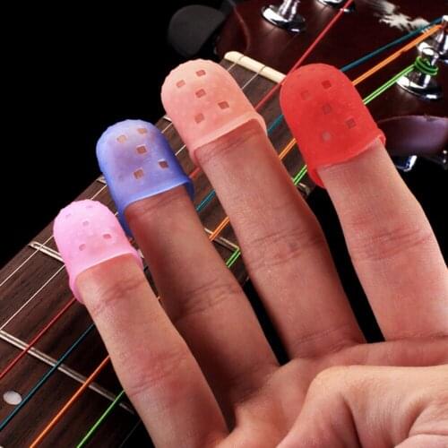 Fingertip Protector Fingerstall Silicone Guitar String Finger Guard Left Hand Against The Press Sore Finger Ballad Guitar S/M/L