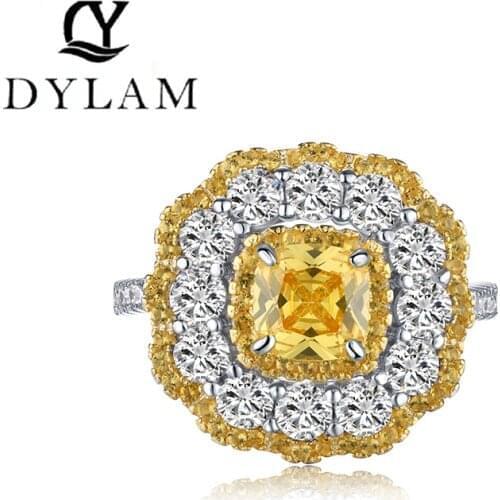 925 Sterling Silver Wedding Ring Classic Jewelry White pink Eternity CZ Engagement Rings For Women Cкольцо женское