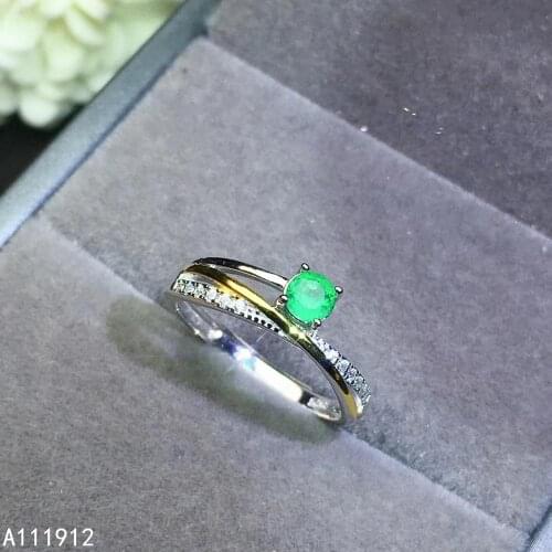 KJJEAXCMY Fine Jewelry Natural Emerald 925 Sterling Silver New Adjustable Gemstone Women Ring Support Test Elegant