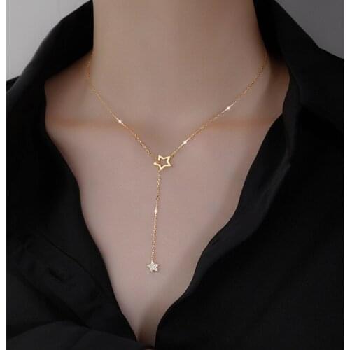 Tassel Necklace Hollow Star Pendant Niche Wedding Party Collar Women