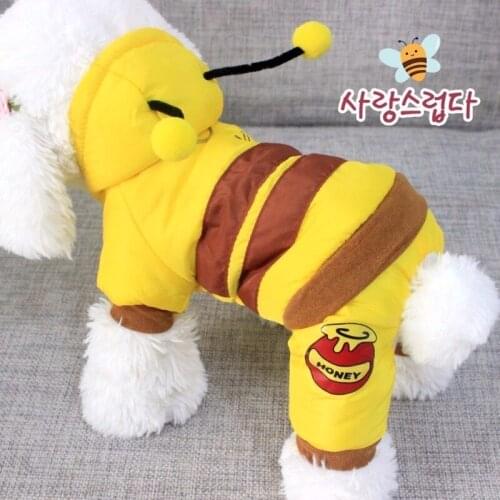 Winter Dog Clothes Hoodie Coat bee Dot Cotton Coat four-legged Thicken Winter Warm Clothes for Small Dogs
