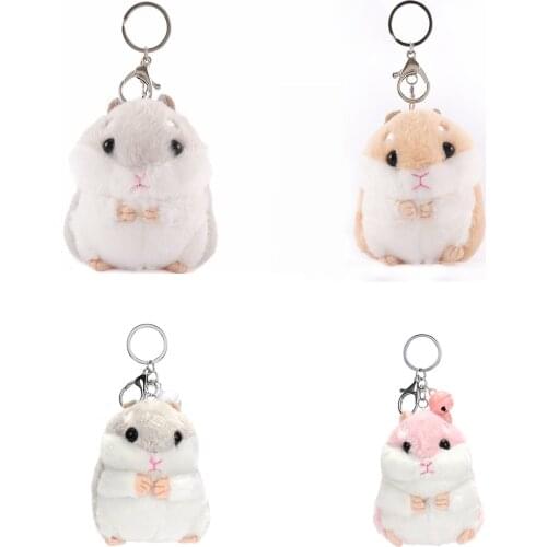 1pc Baby Kids Kawaii Cute Soft Plush Cartoon Animal White/Khaki Small Hamster Toy Doll Key Chain Stuffed Mouse Toy