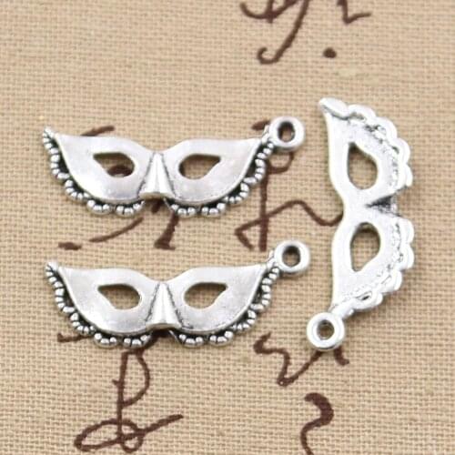 12pcs Charms Party Mask Masquerade Mardi Gras 31x12mm Antique Pendant fit,Vintage Tibetan Bronze,DIY Handmade Jewelry