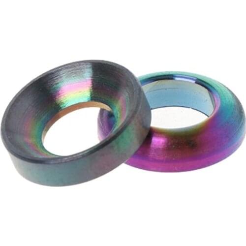 2 Pcs/Set Bicycle Spacer Hydraulic Brake Caliper M6 Titanium Alloy MTB Bike Parts Repair Convex Concave Hollow Washer Rings