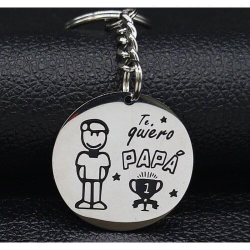 2021 Fashion Te Queremos PAPA Silver Color Key Chains Stainless Steel Keychains for Women Jewelry Keychain Charms Anime