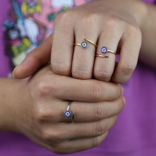 2021 high quality open adjusted Knuckle midi evil eye cz rings minimal fashion cute lovely turkish evil eye lucky jewelry rings