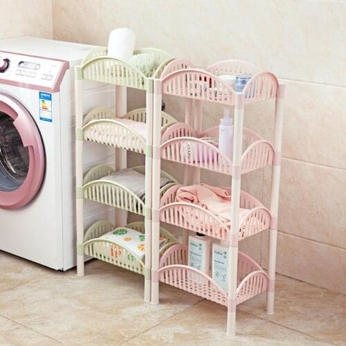 3/4 Layers Plastic Finishing Rack Kitchen Shelf Organizer Bathroom Floor Shampoo Cosmetics Storage Shelves
