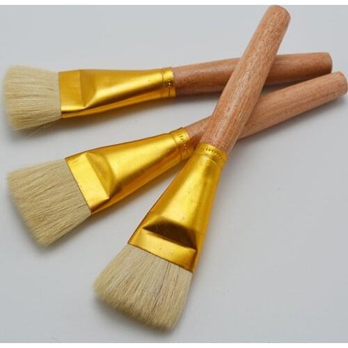 3pcs/set short Crude wood rod wool watercolor Acrylic brush pen art supplies oil painting brush children DIY drawing material