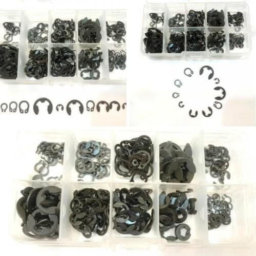 300Pcs 3mm 4mm 5mm 6mm 8mm 9mm Black Steel E Clip Circlip Retaining Ring Washer for Shaft Fastener