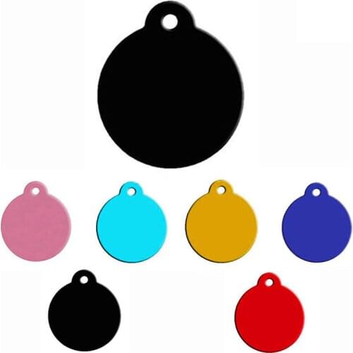 5pcs Dog Tags Aluminum Round Engraved Cat Puppy Pet ID Name Collar Tag Pendant Pet Accessories Random Color