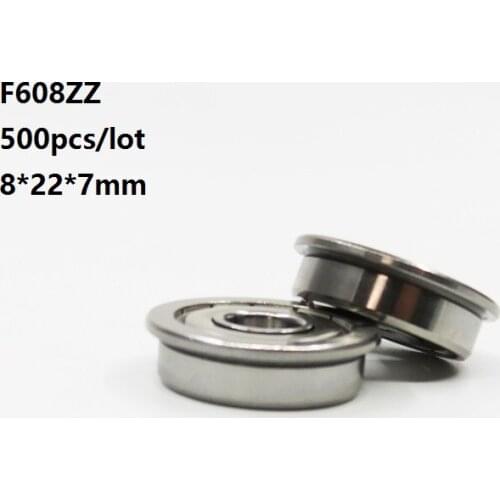 500pcs 8x22x7mm F608ZZ F608Z F608 Z ZZ F608-ZZ Metal cover Flange Deep Groove Ball Bearing Miniature mini 8*22*7mm