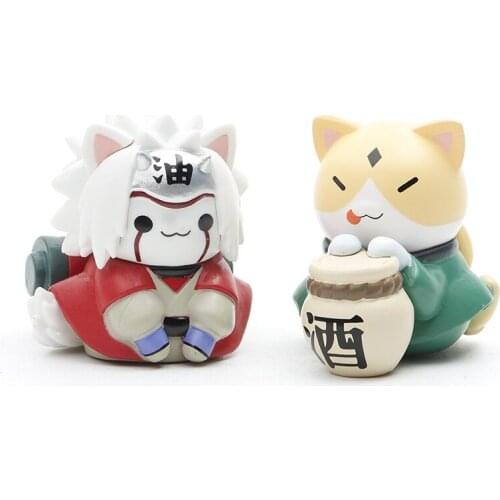 8 Cat Naruto Figures, 3 Generations of Large Naruto, Kakashi Emoji Cat Q Cute Model Ornaments