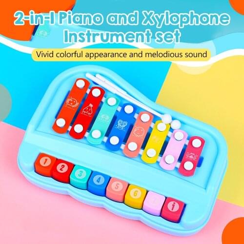 Ammoon SY-73 2-In-1 Xylophone Piano Keyboard Early Education Musical Instrument Mini Toys with Mallets for Children Toddlers