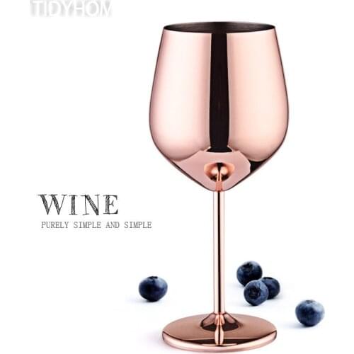500ml Light Luxury Stainless Steel Wine Glass Rose Gold Goblet Fruit Juice Drink Champagne Glass Party Bar Beer Glass Drinkware