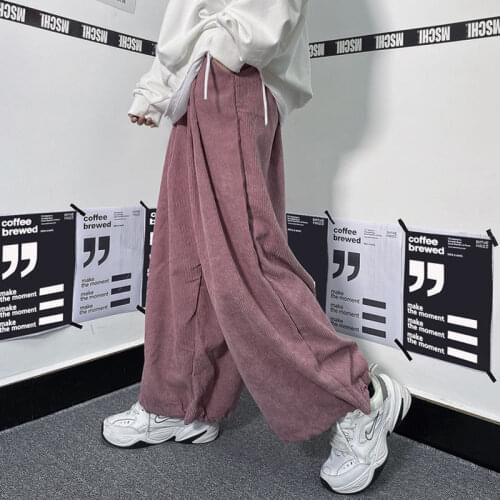 PantsCorduroy pants women 2020 new slim and versatile trendy loose-fitting wide-leg pants trousersWomens skirt woman trouser