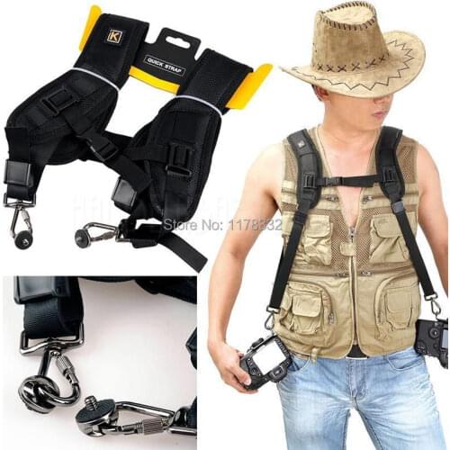 Camera Black Quick Rapid Double Shoulder Sling Strap For DSLR Digital SLR Camera Fuji, Pentax, Sigma Samsung Canon Nikon