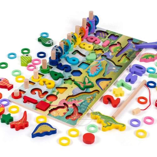 Montessori educational Wooden Toys for Kids Montessori Board Math Fishing Montessori Toys wooden toys for baby 1 2 3 Years Old