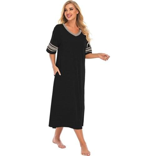 Women Loungewear Long Night Dress Ladies Homewear Casual Loose Sleepwear Womens Sleepshirt Sleepwear Night Gown Ladies T-Shirt