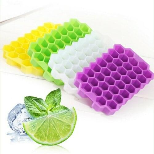 Honeycomb Ice Cube Trays with Removable Lids Silica Gel Ice Cube Mold 37 Grids Ice Mould Silicone DIY Pudding Jelly Cube